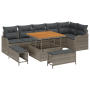 Conjunto de Sofá de Jardín de 9 Piezas con Cojines Gris Poliratán Acacia | Foro24.es | Tu tienda online para hogar, jardín y más Foro24.es