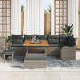 Conjunto de Sofá de Jardín de 9 Piezas con Cojines Gris Poliratán Acacia | Foro24.es | Tu tienda online para hogar, jardín y más Foro24.es