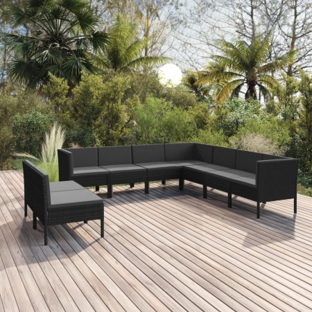 Garden furniture set 9 pieces black synthetic rattan cushions by vidaXL, Garden sets - Ref: Foro24-3094469, Price: 783,56 €, ...