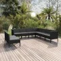 Set de muebles de jardín 9 pzas cojines ratán sintético negro de vidaXL, Conjuntos de jardín - Ref: Foro24-3094469, Precio: 7...
