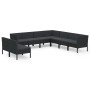 Garden furniture set 9 pieces black synthetic rattan cushions by vidaXL, Garden sets - Ref: Foro24-3094469, Price: 783,56 €, ...