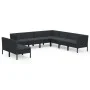 Garden furniture set 9 pieces black synthetic rattan cushions by vidaXL, Garden sets - Ref: Foro24-3094469, Price: 778,94 €, ...