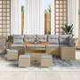 Conjunto de Sofá de Jardín de 10 Piezas con Cojines Beige Ratán Poliéster Acacia | Foro24.es | Tu tienda online para hogar, jardín y más Foro24.es