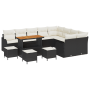 Set de Sofá de Jardín de 13 Piezas con Cojines Negro de Ratán y Acacia | Foro24.es | Tu tienda online para hogar, jardín y más Foro24.es