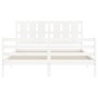 Weißer Massivholzbettrahmen mit Kopfteil 160x200 cm von vidaXL, Betten und Lattenroste - Ref: Foro24-3194127, Preis: 155,42 €...