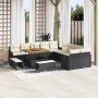 Set de Sofás de Jardín de 13 Piezas con Cojines Ratán Poliéster Negro Acacia de , Sofás de exterior - Ref: Foro24-3362315, Pr...