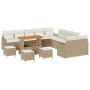 Juego de Sofá de Jardín  de 14 Piezas con Cojines Beige Ratan Sintético Acacia | Foro24.es | Tu tienda online para hogar, jardín y más Foro24.es