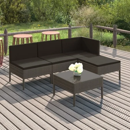 5-teiliges Gartenmöbel-Set und graue synthetische Rattankissen von vidaXL, Gartensets - Ref: Foro24-3094366, Preis: 383,05 €,...