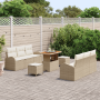 Juego de Sofá de Jardín de 9 Piezas con Cojines Beige Poliratán Acacia de , Sofás de exterior - Ref: Foro24-3362351, Precio: ...