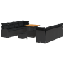 Set de Sofá de Jardín de 11 Piezas con Cojines, Negro, Ratán Sintético, Acacia | Foro24.es | Tu tienda online para hogar, jardín y más Foro24.es