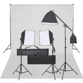 Kit de estudio fotográfico con set de luces y fondo