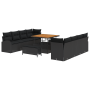 Conjunto Sofá Jardín VidaXL de 11 Piezas con Cojines Negro Poliratán Acacia de , Sofás de exterior - Ref: Foro24-3362374, Pre...