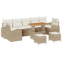 Conjunto de Sofá de Jardín de 10 Piezas con Cojines Beige Poliratán Acacia de , Sofás de exterior - Ref: Foro24-3362381, Prec...