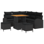 Conjunto de Sofá de Jardín de 8 Piezas con Cojines Negro Poliratán Acacia de , Sofás de exterior - Ref: Foro24-3362389, Preci...