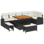 Conjunto de Sofás de Jardín  de 9 Piezas con Cojines Poliratán Negro Acacia | Foro24.es | Tu tienda online para hogar, jardín y más Foro24.es