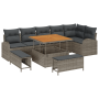 Conjunto de Sofá de Jardín de 9 Piezas con Cojines Gris Poliratán Acacia de , Sofás de exterior - Ref: Foro24-3362408, Precio...