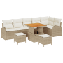 Conjunto de Sofás de Jardín de 9 Piezas con Cojines Beige de Ratán Sintético y Acacia | Foro24.es | Tu tienda online para hogar, jardín y más Foro24.es