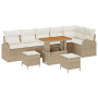 Conjunto de sofá de jardín de 9 piezas con cojines Beige Ratán sintético Acacia de , Sofás de exterior - Ref: Foro24-3362416,...