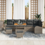 Conjunto de sofá de jardín de 9 piezas con cojines gris ratán sintético acacia de , Sofás de exterior - Ref: Foro24-3362418, ...