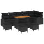 Conjunto de Sofá de Jardín de 10 Piezas con Cojines Negro Poliratán Acacia de , Sofás de exterior - Ref: Foro24-3362419, Prec...