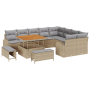 Conjunto de Sofá de Jardín de 12 Piezas con Cojines Beige Poliratán Acacia | Foro24.es | Tu tienda online para hogar, jardín y más Foro24.es