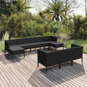 Gartenmöbel-Set 10 Stück schwarze synthetische Rattankissen von vidaXL, Gartensets - Ref: Foro24-3094581, Preis: 763,12 €, Ra...