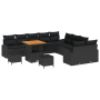 Conjunto de Sofá de Jardín de 13 Piezas con Cojines Ratán Poliéster Negro Acacia de , Sofás de exterior - Ref: Foro24-3362449...