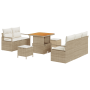 Conjunto de Sofás de Jardín 8 Piezas con Cojines Beige de Ratán Polimérico Acacia | Foro24.es | Tu tienda online para hogar, jardín y más Foro24.es
