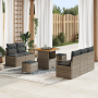 Juego de Sofá para Jardín  de 8 Piezas con Cojines Gris Poliratán Acacia | Foro24.es | Tu tienda online para hogar, jardín y más Foro24.es