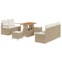 Conjunto de sofá de jardín de 8 piezas con cojines beige de ratán poliéster Acacia | Foro24.es | Tu tienda online para hogar, jardín y más Foro24.es