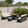 Juego de Sofás de Jardín de 9 Piezas con Cojines Ratán Negro Acacia de , Sofás de exterior - Ref: Foro24-3362475, Precio: 596...
