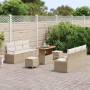 Conjunto de Sofás de Jardín de 9 Piezas con Cojines Beige Ratán Sintético Acacia | Foro24.es | Tu tienda online para hogar, jardín y más Foro24.es
