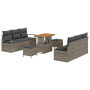 Conjunto de Sofá de Jardín de 9 Piezas con Cojines Gris Poliratán Acacia | Foro24.es | Tu tienda online para hogar, jardín y más Foro24.es