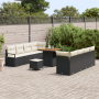 Conjunto de Sofá de Jardín de 11 Piezas con Cojines Negro Poliratán Acacia de , Sofás de exterior - Ref: Foro24-3362495, Prec...