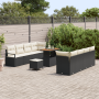 Conjunto de Sofá de Jardín  de 11 Piezas con Cojines Negros de Ratán Poliéster Acacia | Foro24.es | Tu tienda online para hogar, jardín y más Foro24.es