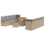Juego de sofá de jardín de 11 piezas con almohadas Beige Poliratán Acacia de , Sofás de exterior - Ref: Foro24-3362502, Preci...