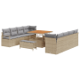 Conjunto de Sofá de Jardín de 11 Piezas con Cojines Beige Poliratán Acacia | Foro24.es | Tu tienda online para hogar, jardín y más Foro24.es