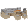 Conjunto de Sofá de Jardín de 10 Piezas con Cojines Beige Ratán Sintético Acacia de , Sofás de exterior - Ref: Foro24-3362512...