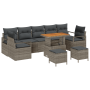 Conjunto de sofá de jardín de 10 piezas con cojines gris ratán poly acacia de , Sofás de exterior - Ref: Foro24-3362513, Prec...