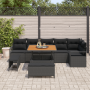 Conjunto de sofá de jardín  de 9 piezas con cojines negro polirratán acacia | Foro24.es | Tu tienda online para hogar, jardín y más Foro24.es