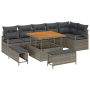 Conjunto de sofá de jardín de 9 piezas con cojines gris ratán sintético acacia de , Sofás de exterior - Ref: Foro24-3362538, ...