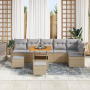 Conjunto de Sofás de Jardín de 9 Piezas con Cojines Beige Ratán Poli Acacia de , Sofás de exterior - Ref: Foro24-3362542, Pre...