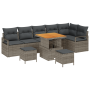 Conjunto de Sofá de Jardín  de 9 Piezas con Cojines Gris Poliratán Acacia | Foro24.es | Tu tienda online para hogar, jardín y más Foro24.es