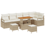 Set de Sofá de Jardín de 9 Piezas con Cojines Beige Polirratán Acacia de , Sofás de exterior - Ref: Foro24-3362546, Precio: 5...