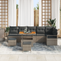 Juego de Sofá de Jardín de 9 Piezas  con Cojines Gris Ratán Poli Acacia | Foro24.es | Tu tienda online para hogar, jardín y más Foro24.es