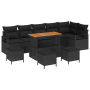 Conjunto de Sofá de Jardín  de 10 Piezas con Cojines Negro Poliratán Acacia | Foro24.es | Tu tienda online para hogar, jardín y más Foro24.es