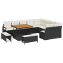 Conjunto de Sofás de Jardín de 12 Piezas con Cojines de Ratán Poli Negro de , Sofás de exterior - Ref: Foro24-3362555, Precio...
