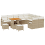 Conjunto de Sofá de Jardín de 12 Piezas con Cojines Beige de Ratán Poli Acacia de , Sofás de exterior - Ref: Foro24-3362561, ...