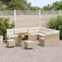 Conjunto de Sofá de Jardín de 12 Piezas con Cojines Beige de Ratán Poli Acacia de , Sofás de exterior - Ref: Foro24-3362561, ...