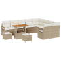 Conjunto de Sofá de Jardín de 12 Piezas con Cojines Beige Ratán Poli Acacia de , Sofás de exterior - Ref: Foro24-3362566, Pre...